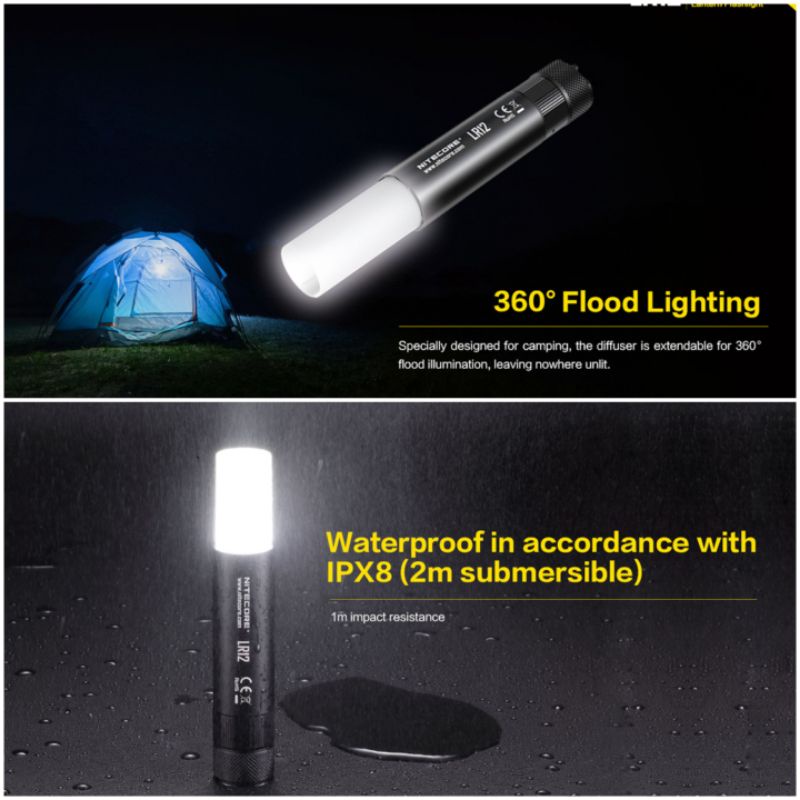 NITECORE LR12 Senter 2in1 Design Lipstick CREE XP-L HD V6 1000 Lumens