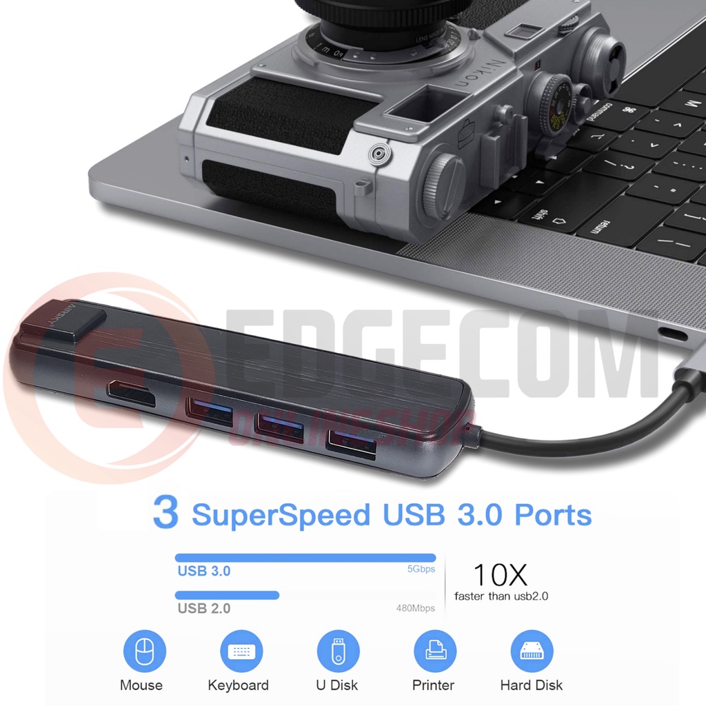 USB 3.1 TYPE C 6 in 1 HDMI 4K HUB USB 3.0 GIGABIT LAN USB C Power Delivery