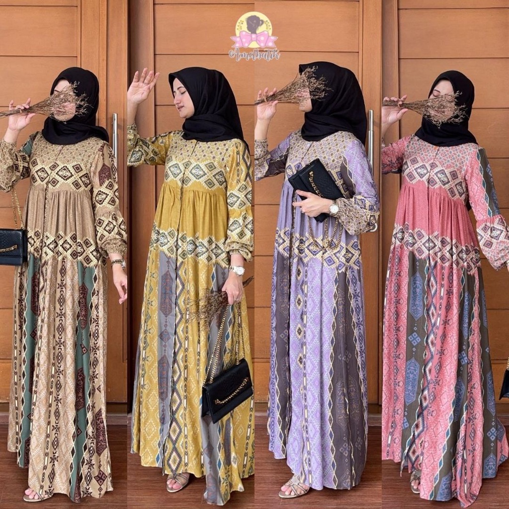 (COD) BAJU PAKAIAN FASHION CEWE WANITA DRESS GAMIS MAXY ABAYA MUSLIM NAMARA ETNIC NADEEA