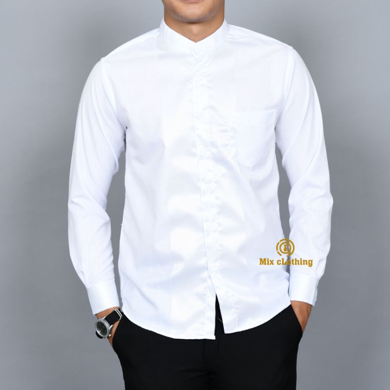 CDL 13 BAJU KOKO PRIA MODERN SLIM FIT KEMEJA KOKO PRIA SLIMFIT PUTIH