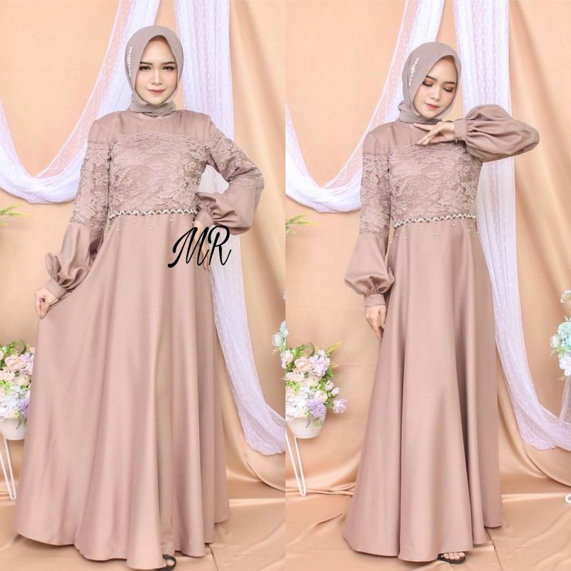 Baju Gamis Wanita Remaja Modern Terbaru 2022 Mr Maxy Damayanti Model Elegan Tren Kekinian Kondangan 