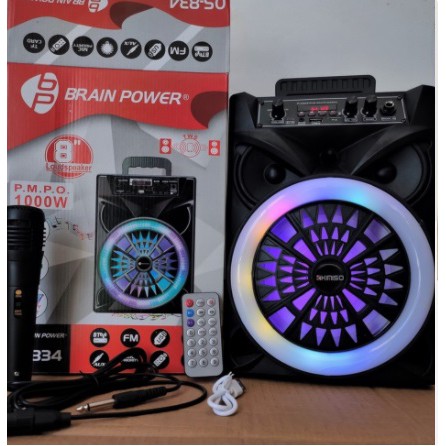 Speaker Bluetooth Portable 8 Inch QS-834 + MIC + Remote Control Suara Bass