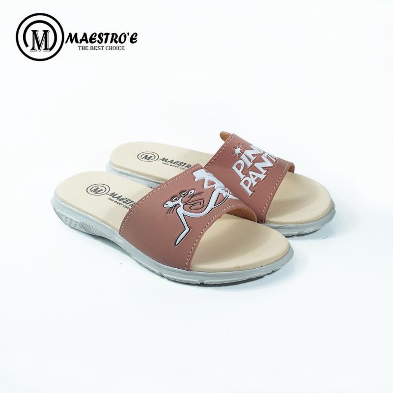 Sandal Kulit Wanita Sandal Nonslip Kulit Sintetis Sandal Murah Flat Anti Licin Peony Series
