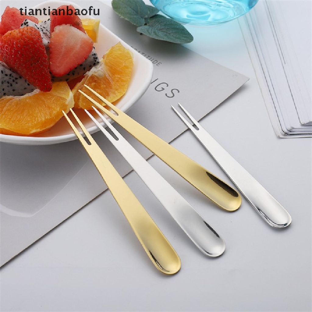 2 In 1 Sendok Garpu Buah Dessert Bahan Stainless Steel Untuk Anak