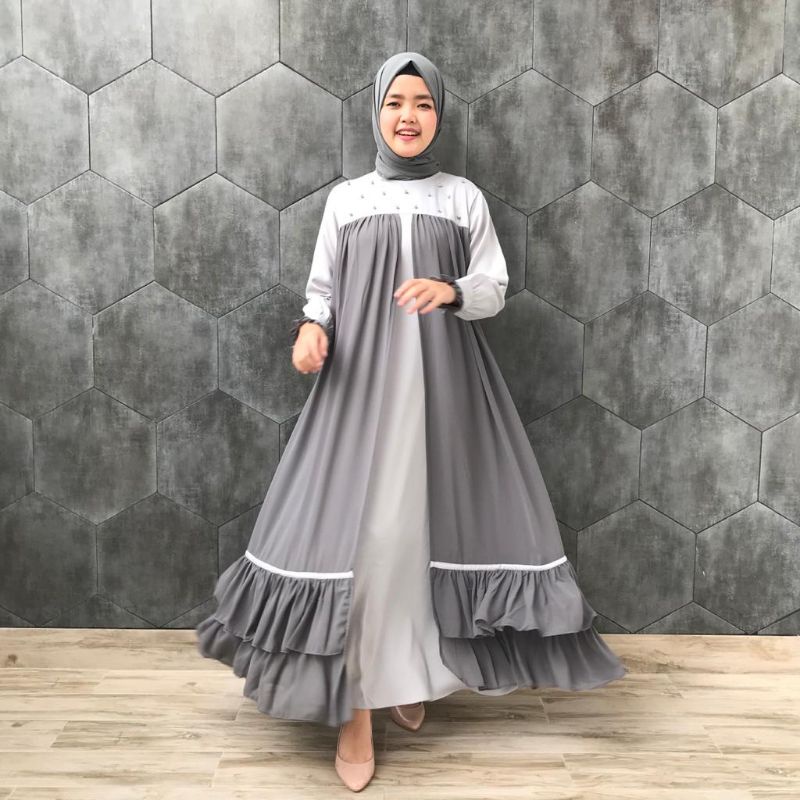 gamis fadinda / gamis terbaru / gamis polos simple / gamis modern / gamis lebaran / flowy dress