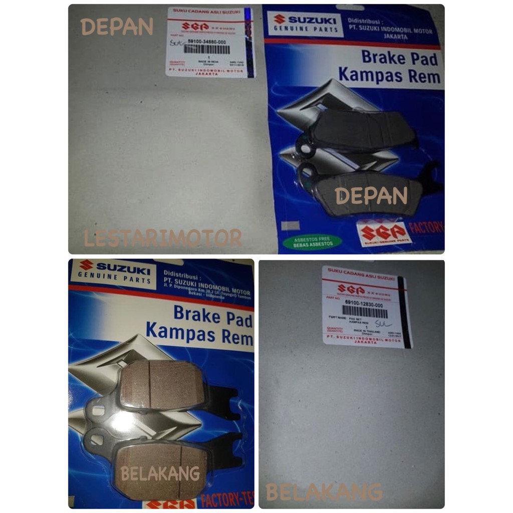 Kampas Rem Depan Satria Fu Injeksi 150 - Kampas Rem Belakang Satria Fu Injeksi 150 Original SGP