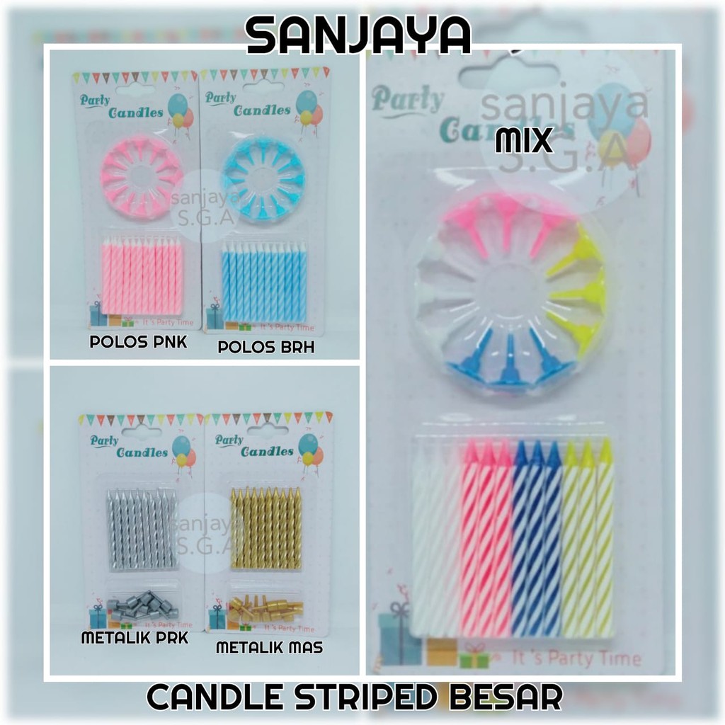 Lilin Ulang Tahun / Lilin Sprial / Lilin Stripe / Lilin Ulir / Lilin Peppermint / Candle Striped Kecil &amp; Besar