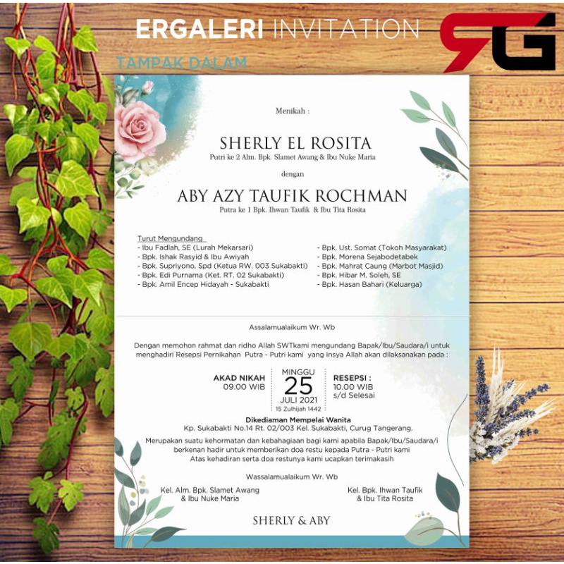 

undangan pernikahan softcover hijau toska RG14 New