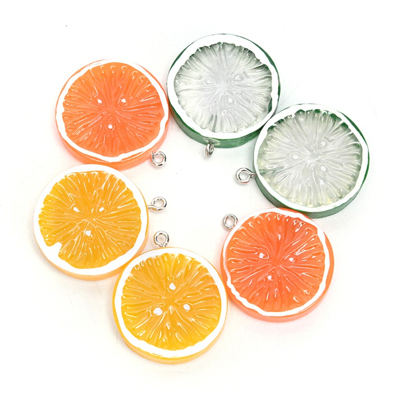 Hbid 10Pcs / Lot Liontin Potongan Buah Lemon Jeruk Bahan Resin untuk Perhiasan DIY