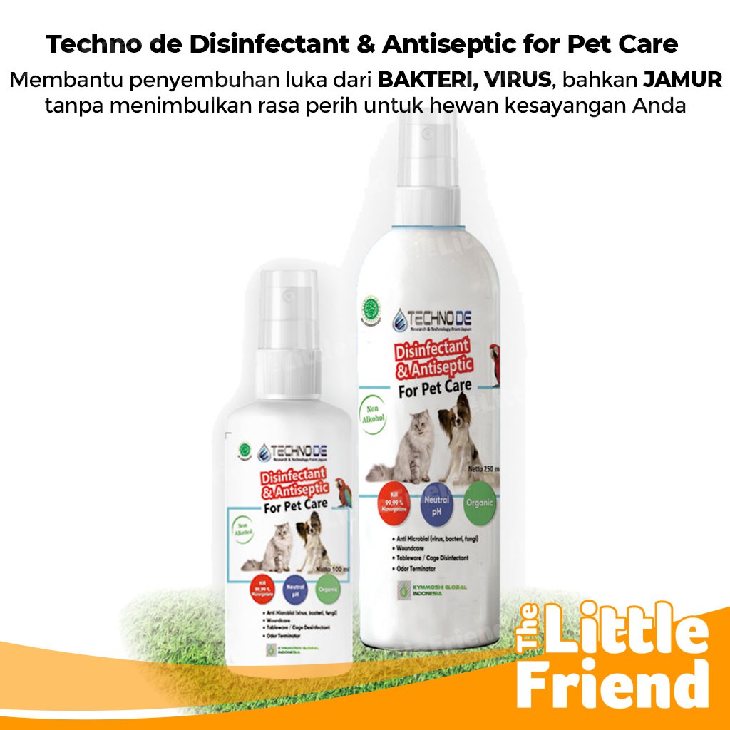 Techno De Disinfectant &amp; Antiseptic Pet Care Spray Membantu Penyembuhan Luka dan Jamur Anjing Kucing