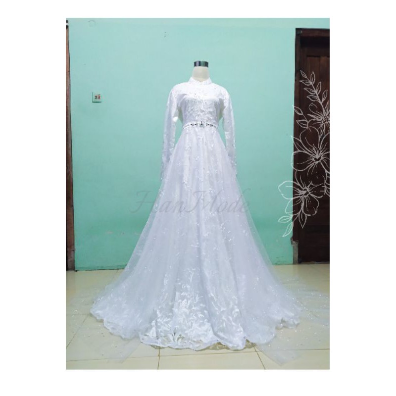 Rika Dress 2, gaun pengantin syar'i, gaun pernikahan, wedding dress, gaun akad