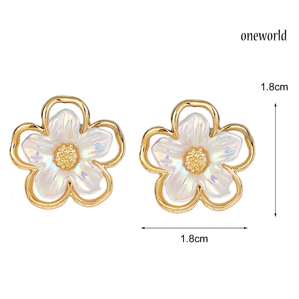 OW# 1 Pair Beautiful Flower Shape All-match Sweet Ear Stud Earring Jewelry Accessory