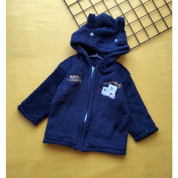 jaket mantel bayi bulu lembut 3-18 bln