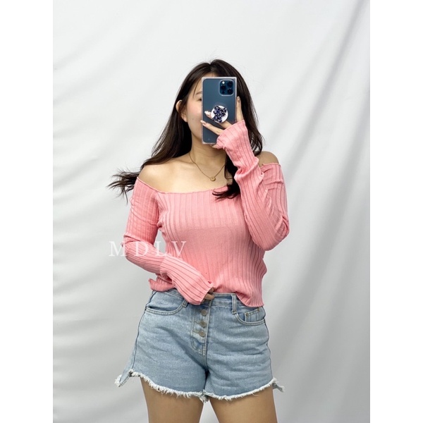 MDLV ~ Top ZIVA atasan Blouse Rajut Lengan Panjang Fashion Import