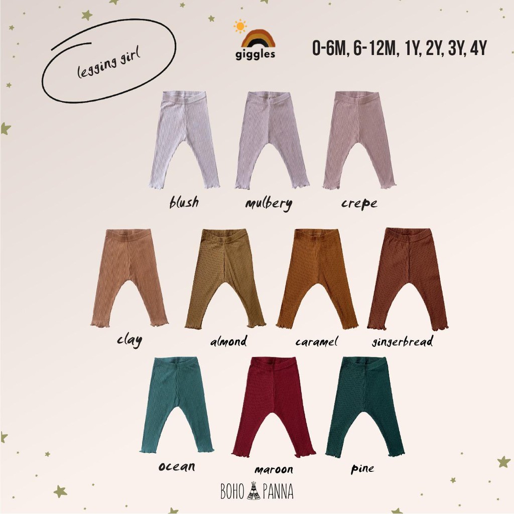 Bohopanna - Bohobaby Legging Ruffle Girl / Legging Perempuan USIA 3-4 TAHUN