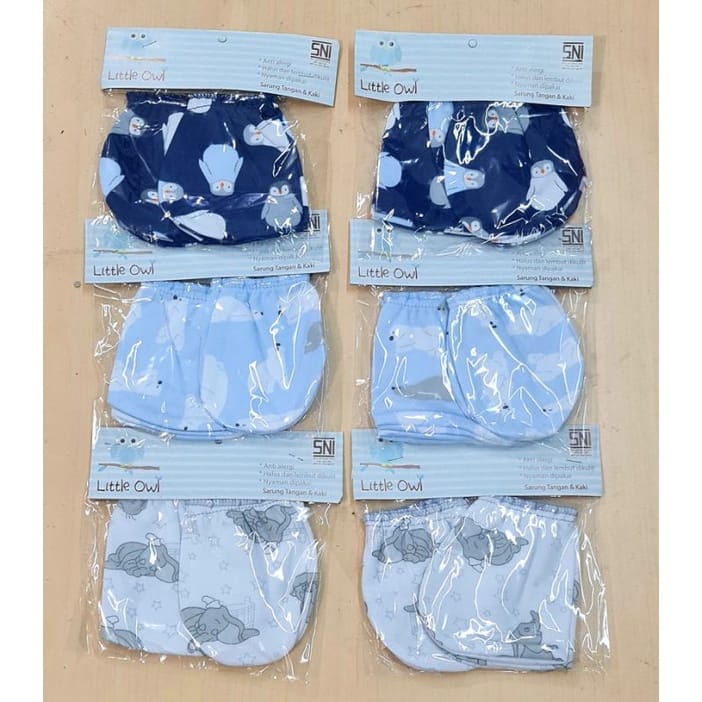 Little Owl - Sarung Tangan Bayi Kaos Kaki Baby Newborn 3 Pasang STK Mittens &amp; Booties Sartaki Bayi Perlengkapan Bayi Baju Bayi