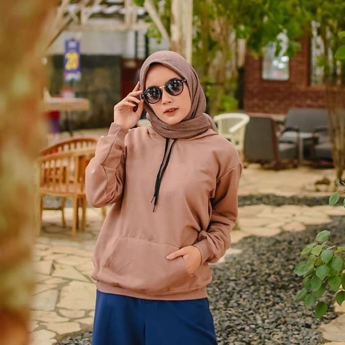 Sweater Hoodie Wanita Kiky Polos XL Ld 105-coklat