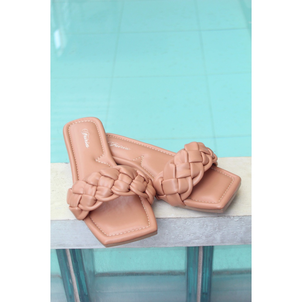 [7.7 Boombastis Sale⚡] - SANDAL WANITA FAIRIES KIRENE FS007 BRAIDED FLAT SANDALS