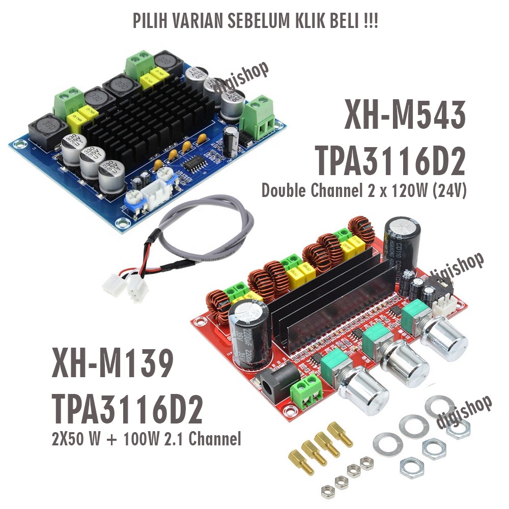 M139 M543 Kit Power Amplifier Class D TPA3116D2 2x50W+100W 2x120W Stereo Subwoofer XH-M139 XH-M543