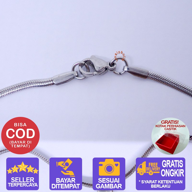 Lovelybutik Honey Kalung Huruf Titanium Anti Karat Inisial E Uk 45 cm BONUS KOTAK PERHIASAN