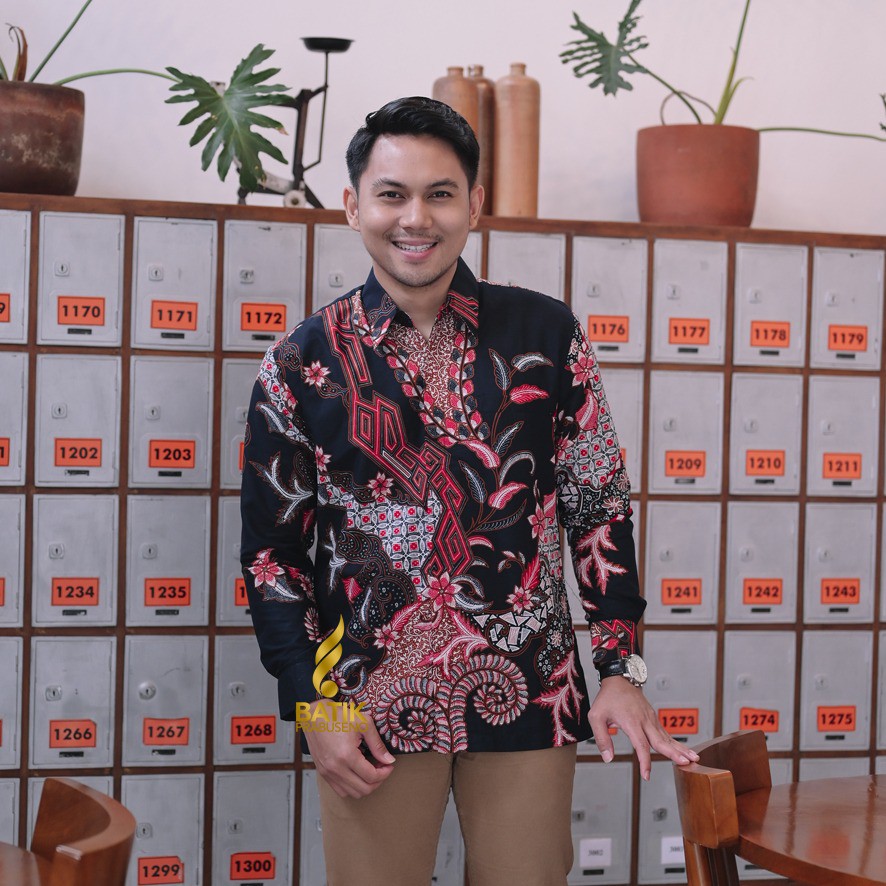 JAYABAYA MERAH KEMEJA BATIK PRIA PRABUSENO REGULER LENGAN PANJANG MODERN PREMIUM ORIGINAL
