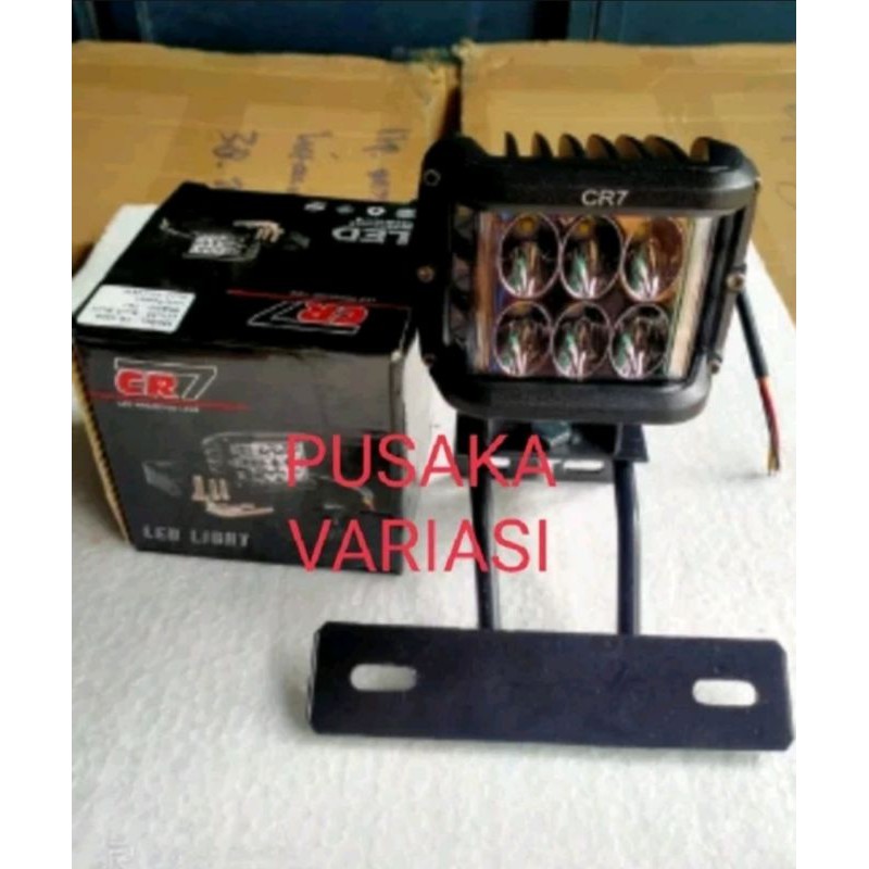lampu tembak led strobo 12mata CR7 plus breket lampu rx king rxs byson dll