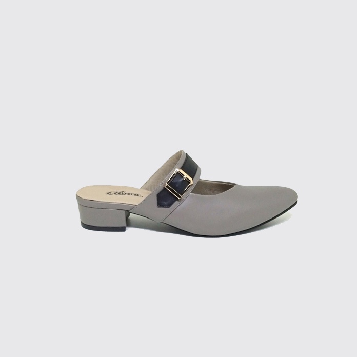 BIG SIZE - Sandal Sepatu Mules Wanita Ukuran Jumbo-Besar / Bustong Formal Pesta Abu2 Grey