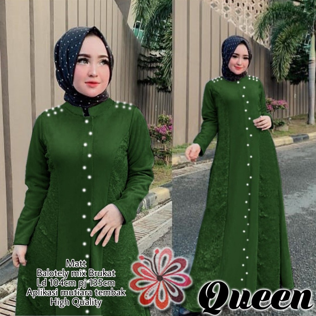 COD ✔ MAXI DRESS QUEEN / MAXI QUEEN MUTE MUTIARA LD104 / PAKAIAN WANITA MUSLIM / FASHION HIJAB