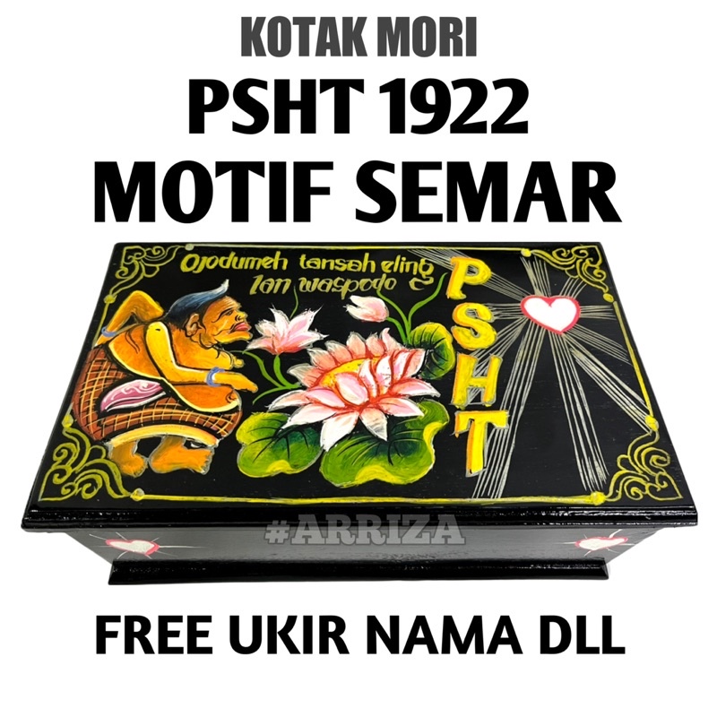 KOTAK MORI PSHT MURAH FREE UKIR NAMA DARI KAYU JATI MOTIF SEMAR UKIR NAMA DAN WARNA TEMPAT PENYIMPANAN SABUK PENCAK SILAT