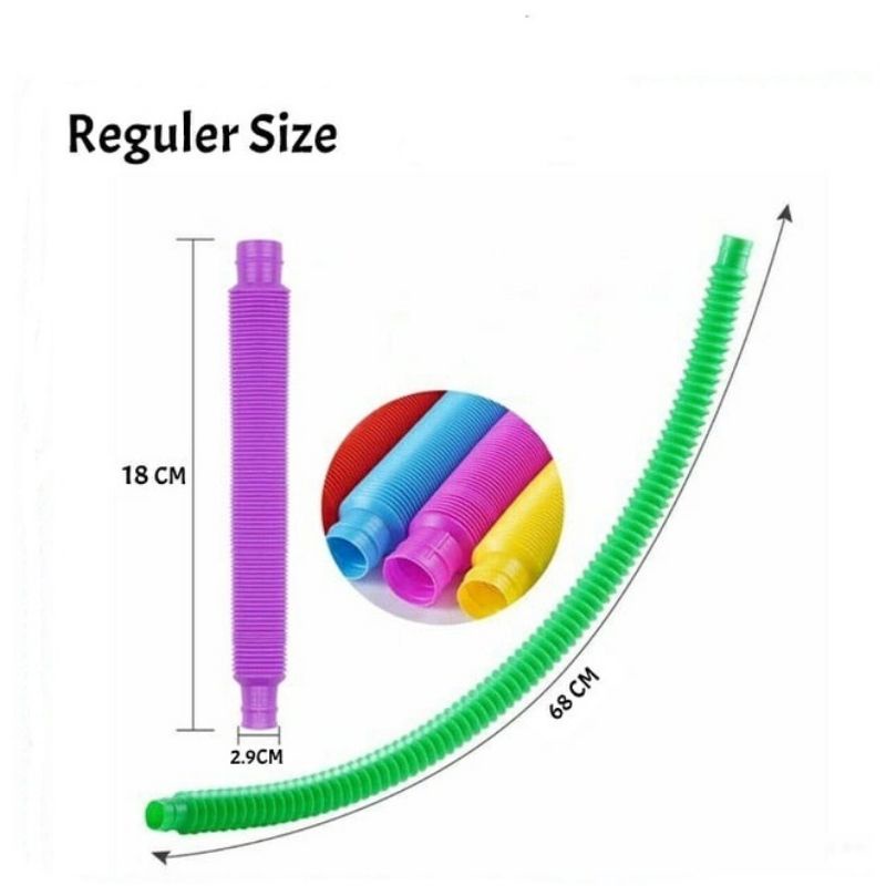 Pop Tube Mainan edukasi fidget Pop Tubes Sensory Toys Mainan Selang Anak Nyala Lampu Ukuran18 Cm