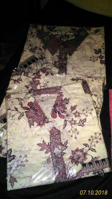 Sarimbit Keluarga/ Family Batik Gamis Wanita Kd Melati Dasar Krem Pink