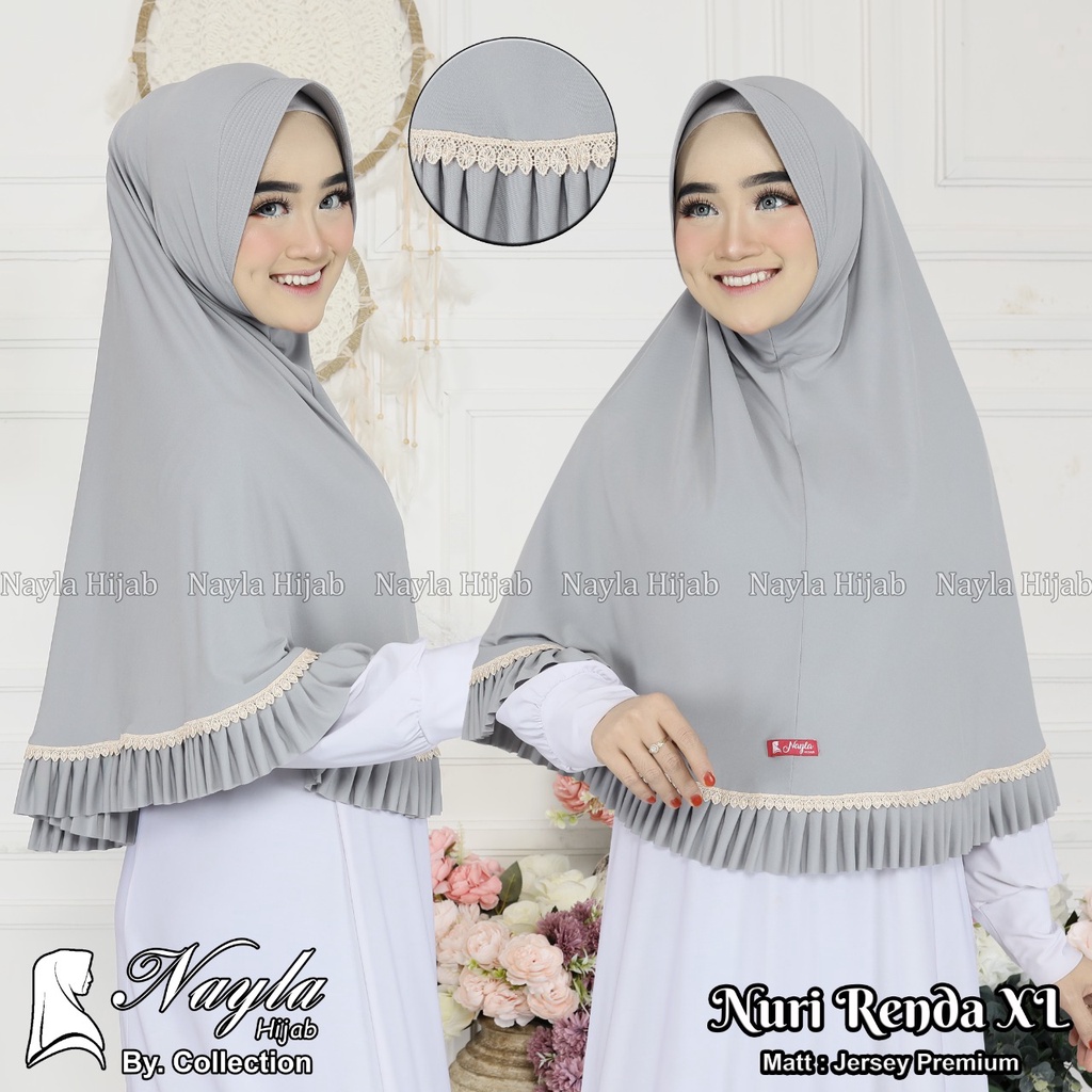 JILBAB INSTAN NURI RENDA XL KERUDUNG BERGO JERSEY PREMIUM TERMURAH DAN TERLARIS NAYLA HIJA'B