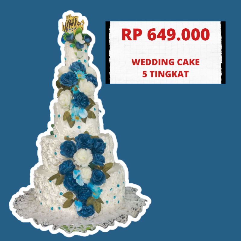 

SEWA DUMMY WEDDING CAKE 5 TIER (TINGKAT) BLUE AND WHITE FLOWER MURAH