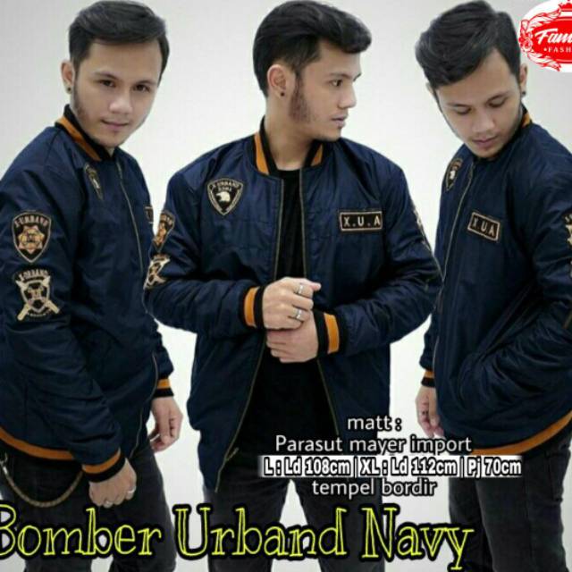jaket bomber urband navy parasut mayer import bordir tempel
