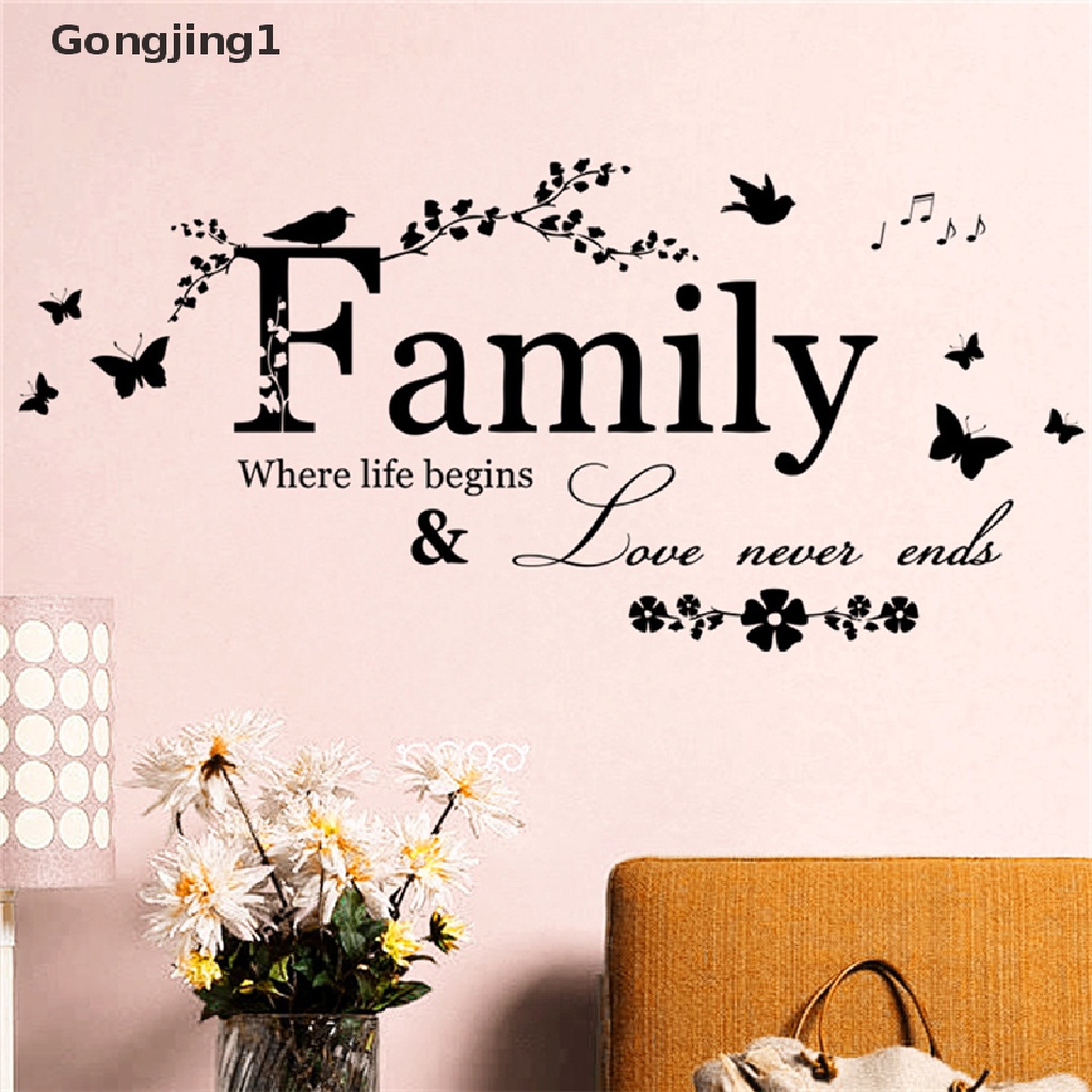 Gongjing1 Family Stiker Dinding Motif Tulisan Quotes Bahan Vinyl Untuk Dekorasi Rumah