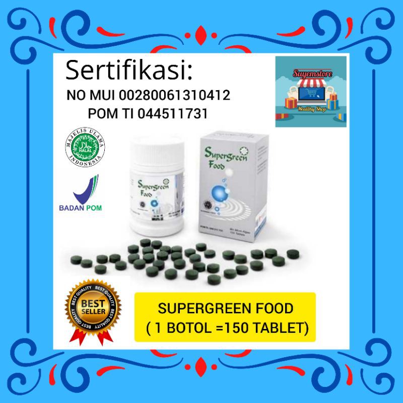 Supergreen Food 150 Tablet SGF Suplemen Spirulina Chlorella Herbal Maag Asam Lambung Gerd
