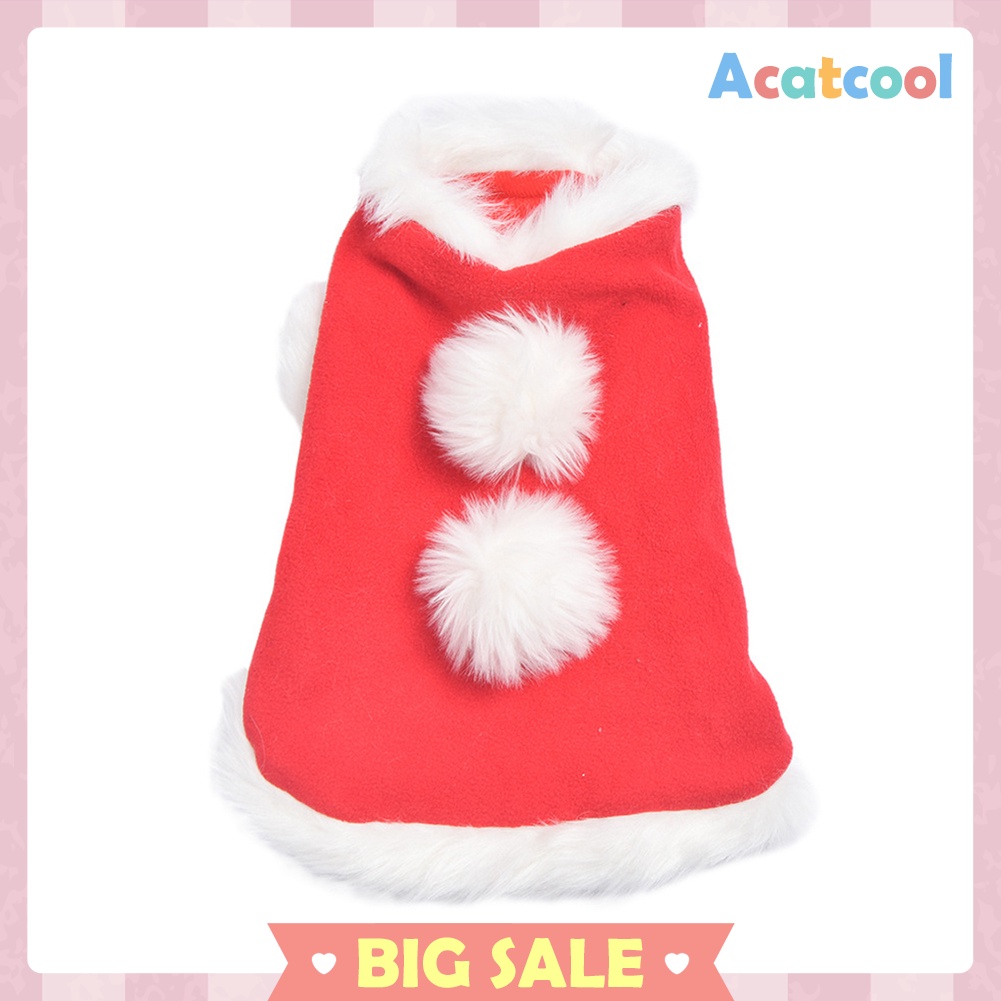 Christmas Cat Cloak Dogs Winter Warm Fleece Costume Clothing Accessories