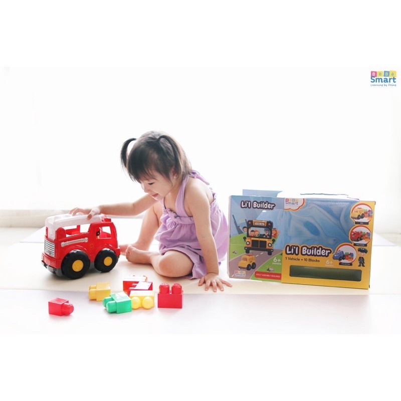 Bebe Smart Lil Builder Mainan Blocks Block Puzzle Mobil Anak Edukasi Kado Box Hadiah Ulangtahun Transportasi