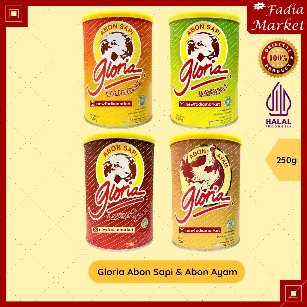 

Gloria Abon Kaleng 250g Original/Ayam Bawang/Bawang Pedas/Ayam