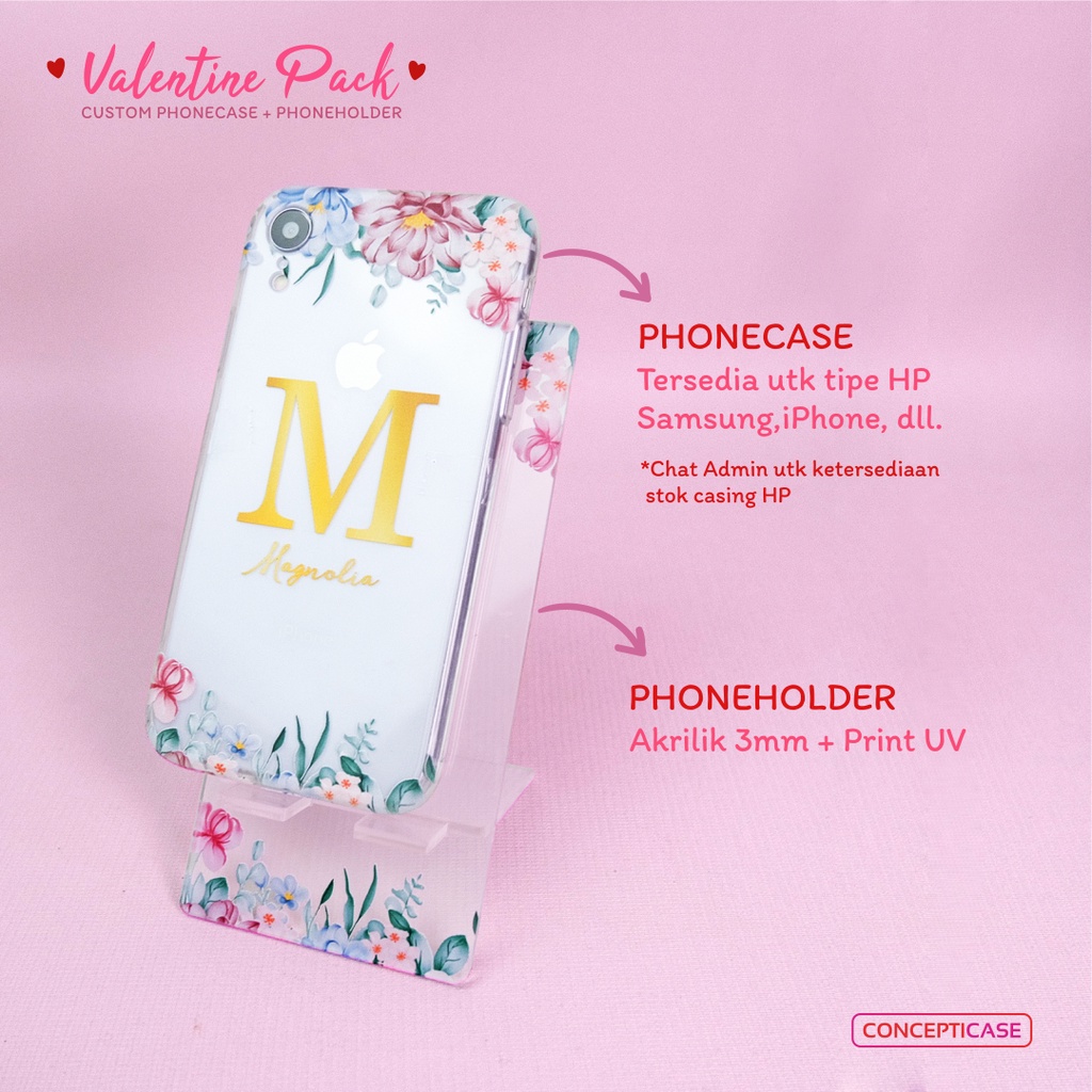 GIFT BOX VALENTINE / KADO VALENTINE / HAMPERS / PHONE HOLDER ACRYLIC &amp; CASE HANDPHONE CUSTOM