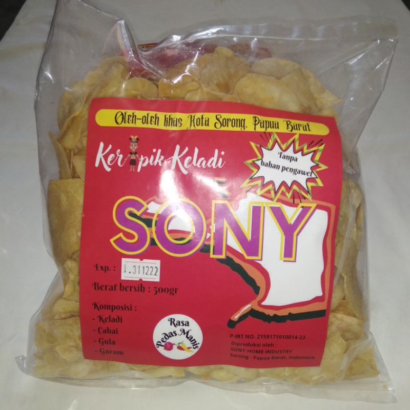 

Cemilan Khas Papua Keripik Keladi Talas Pedas Manis SONY