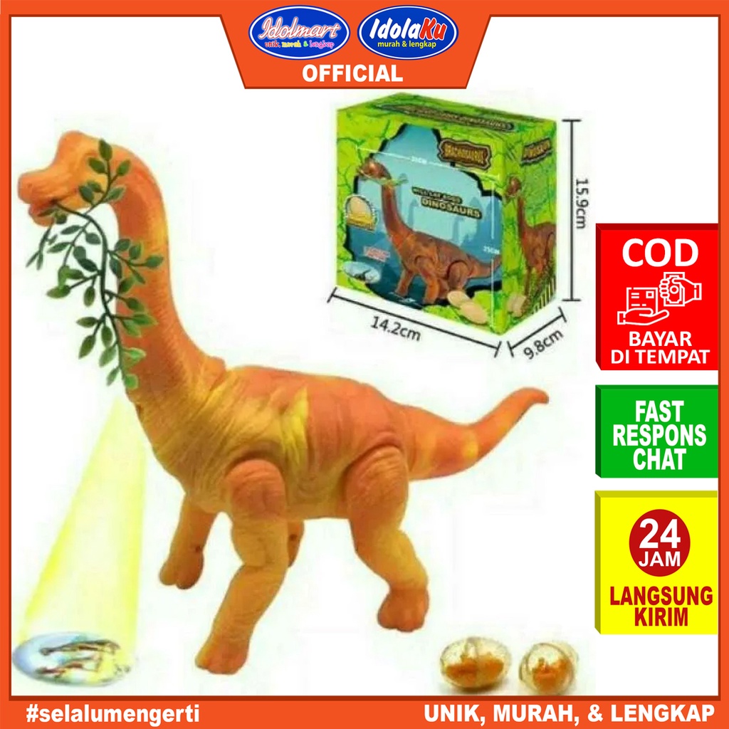 IDOLAKU Mainan Dinosaurus Brachiosaurus Bertelur / Mainan Raksasa Purba