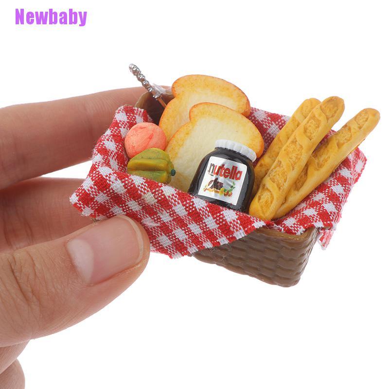 (Newbaby) Miniatur Keranjang Roti Skala 1: 12 Untuk Aksesoris Dapur Rumah Boneka