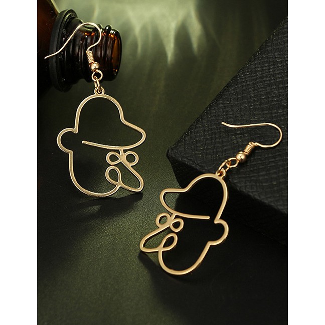 LRC Anting Gantung Fashion Gold Color Clown Shape Design Pure Color E92179