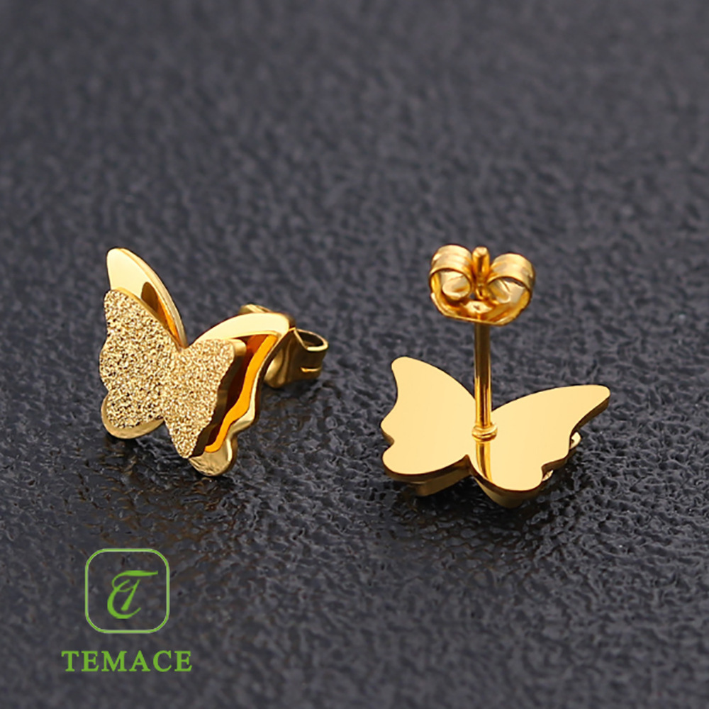 Anting Titanium Wanita Lapis Emas Anti Karat AT106-23