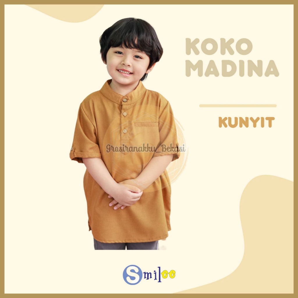 Koko Anak Madina Smilee Kuning Kunyit Size 1-5Tahun