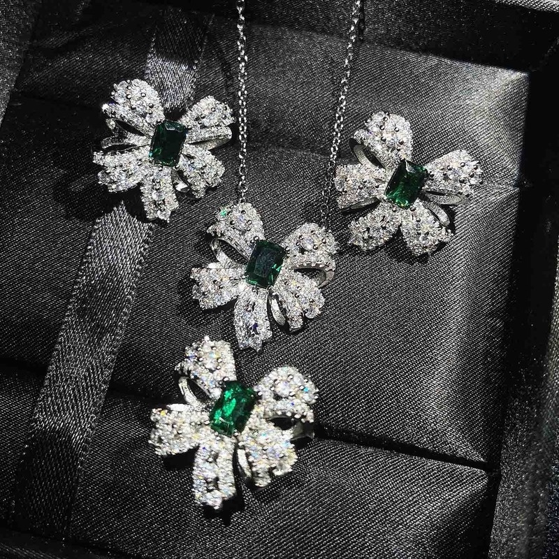 Fashion Premium Custom Green Bow Jewelry Set