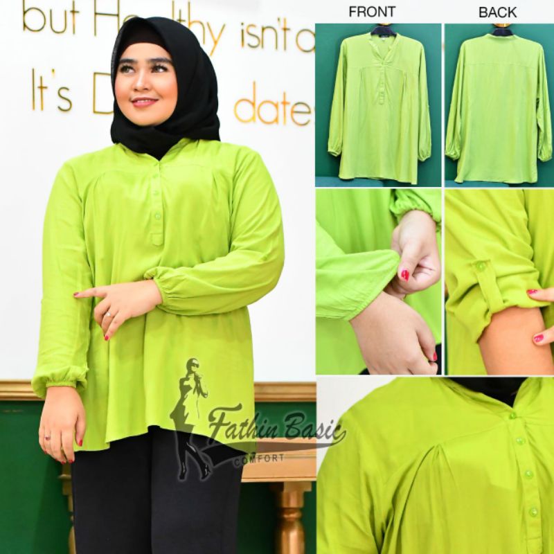 LIME/IJO STABILO- BLOUSE POLOS RAYON - FATHIN BASIC