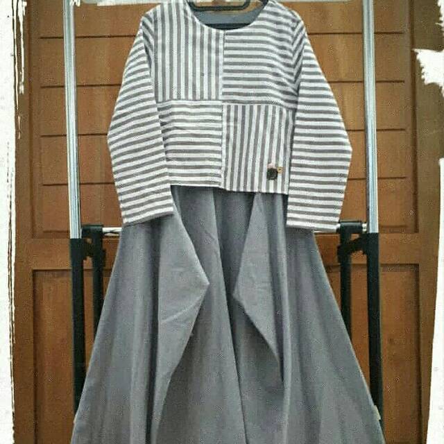Gamis Katun Wanita Abu-Abu