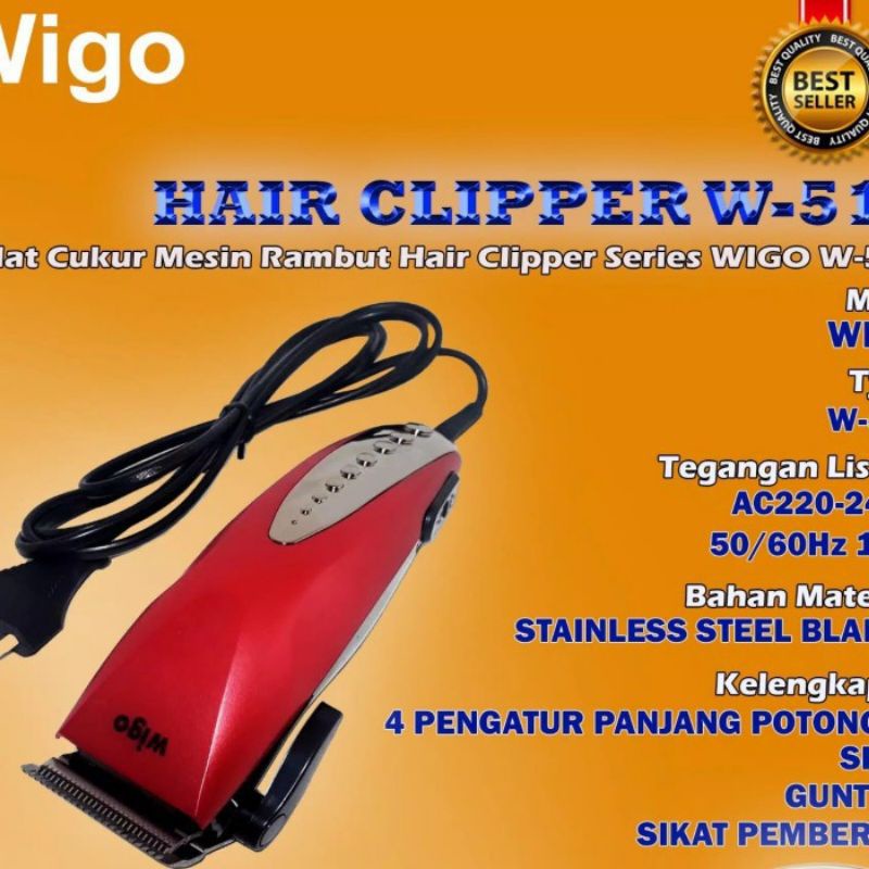 Wigo , W - 510 , 520 , Cukur rambut  , Clipper , Mesin cukur rambut + mata pisau